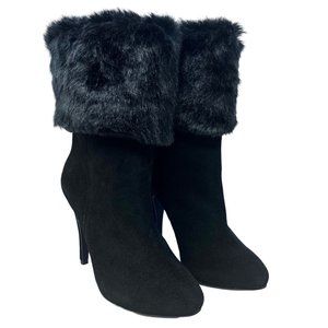 Very Volatile Hepburn Women's Fold Over Convertible Faux Fur High Heel Boot Sz 1